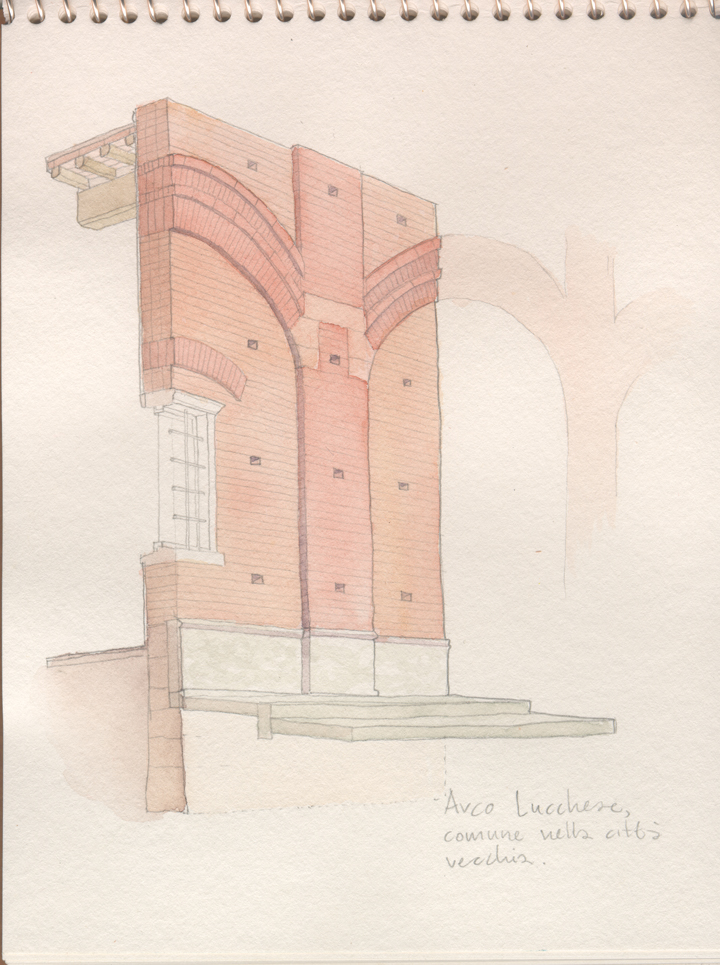 Study of an infilled Roman Arcade in Lucca Tuscany