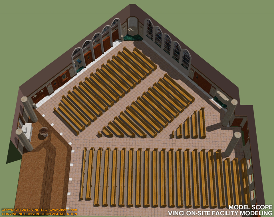 model scope interior church renovation
