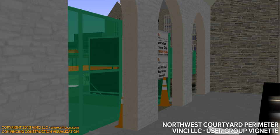 3d virtual construction courtyard perimeter pedestrian experience