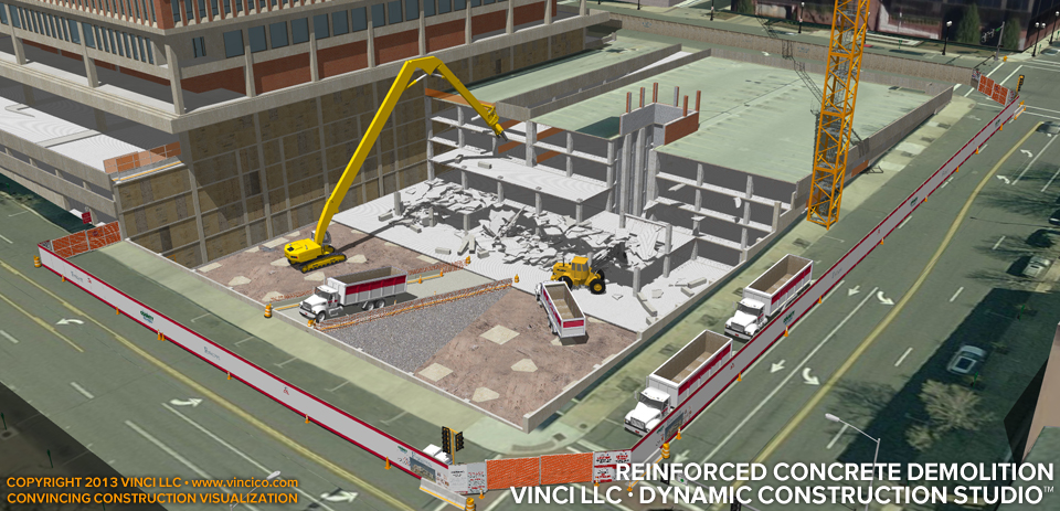 3d virtual construction urban reinforced concrete demolition