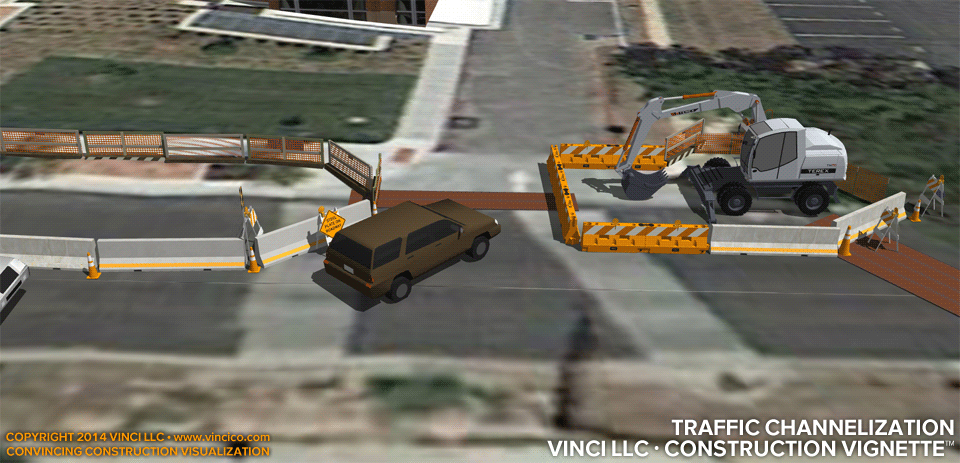 4d virtual construction visualization curb cut traffic channelization