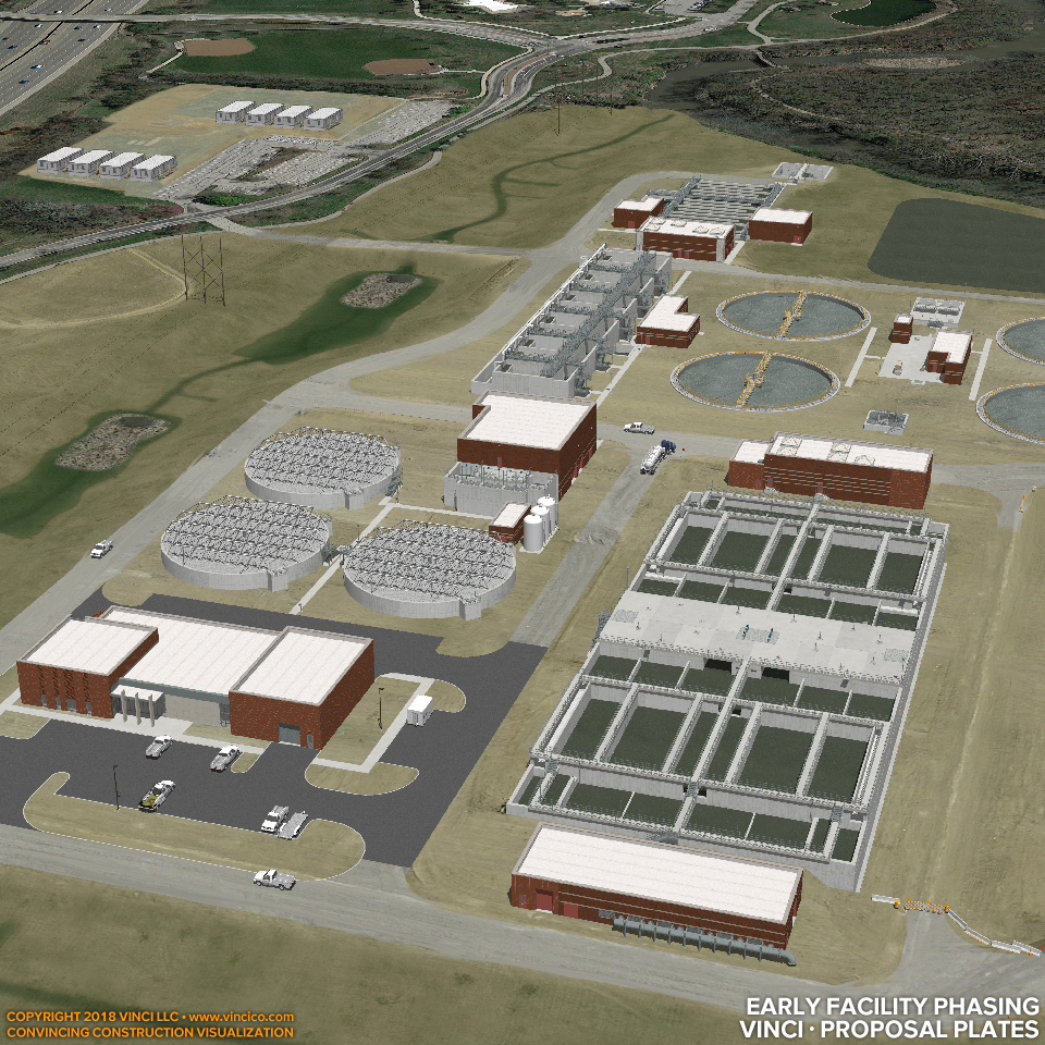 Water Treatment Plant Concrete Facility Phasing Construction Proposal Diagram