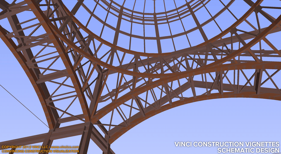 Construction analysis dome and crossing study from schematic drawings