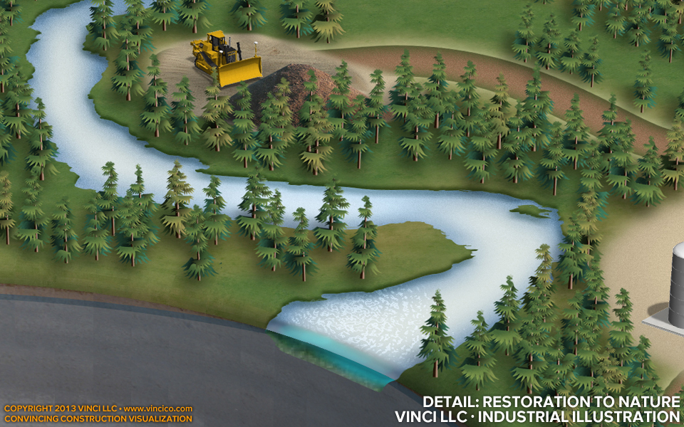 industrial illustration nature restoration detail