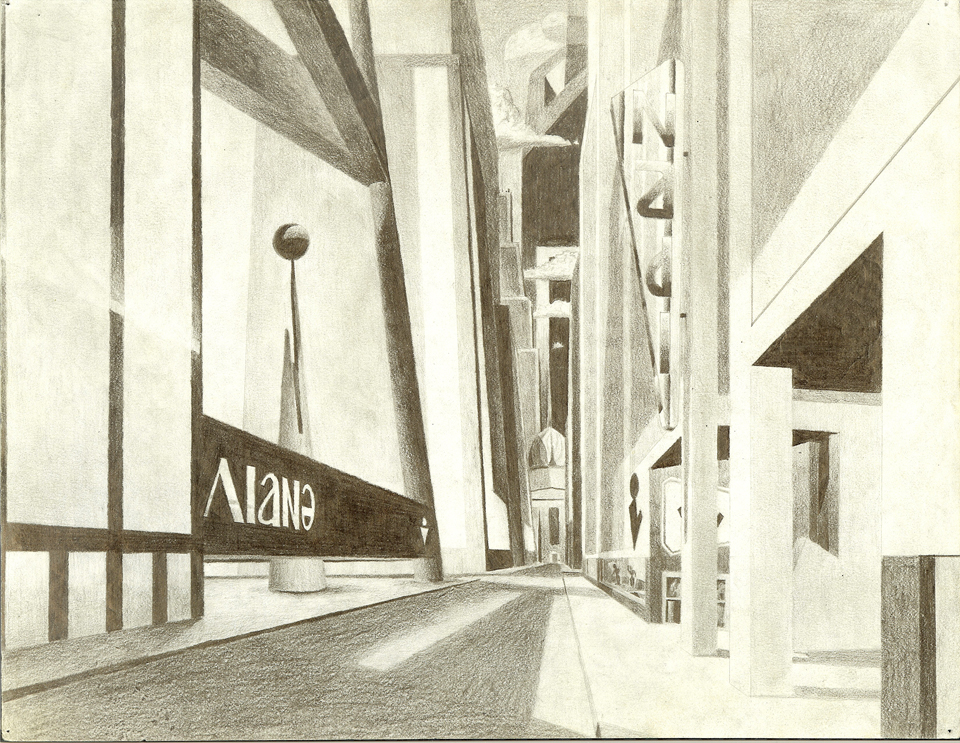 single point perspective urban architecture naive